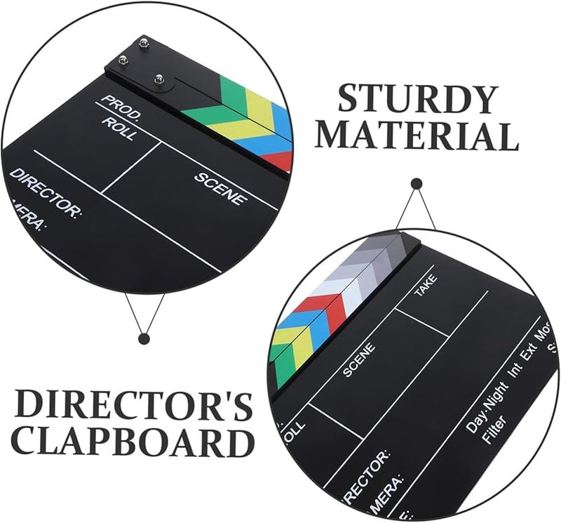Black Cabilock Clapperboard Acrylic Movie Film Production Studio Prop - Image 3